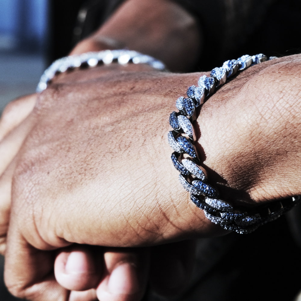 9mm Blue Diamond Cuban Bracelet