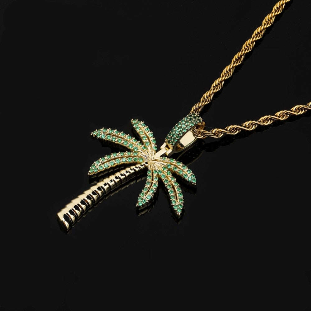 Iced Palm Tree Pendant