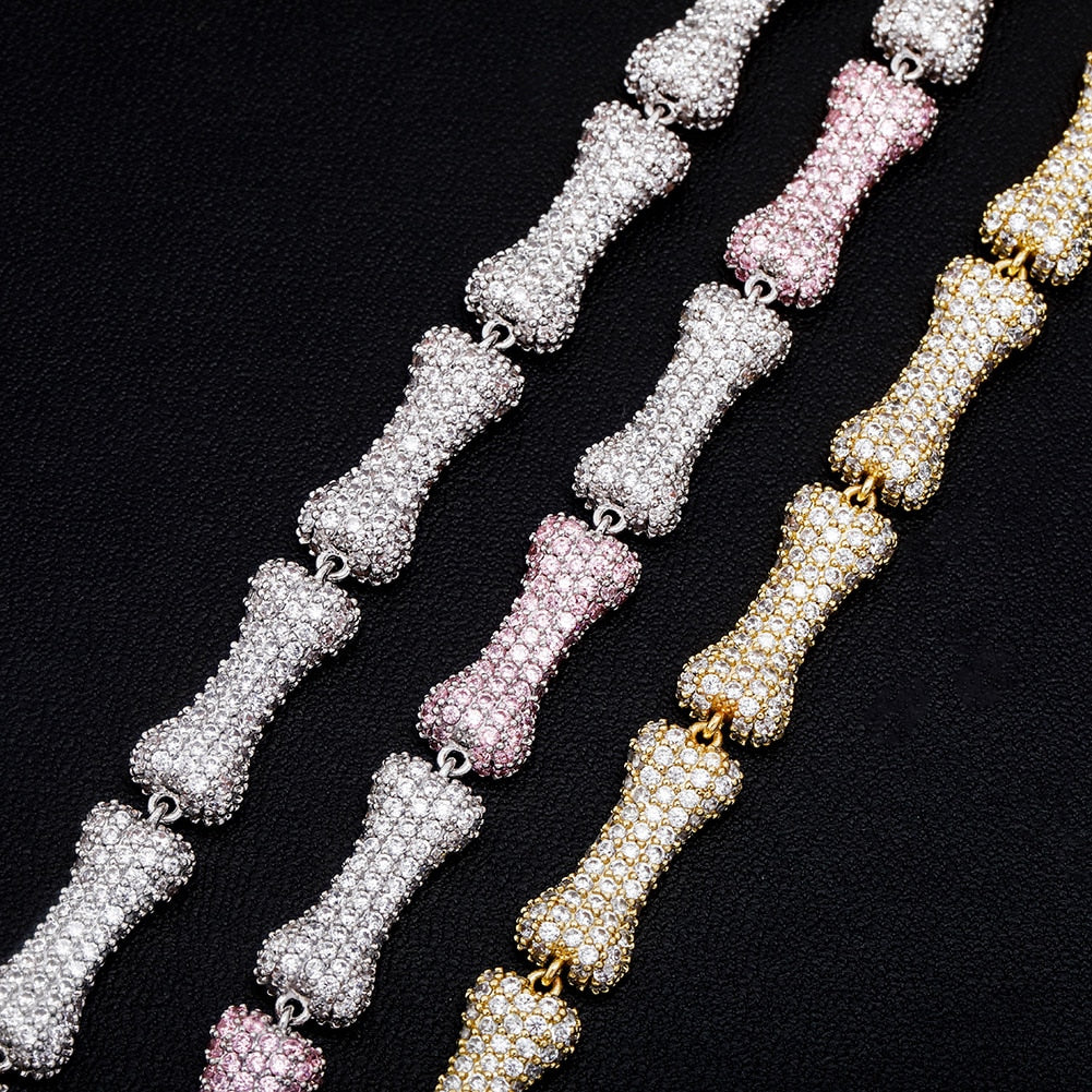 9mm Iced Bone Chain - 2-Tone