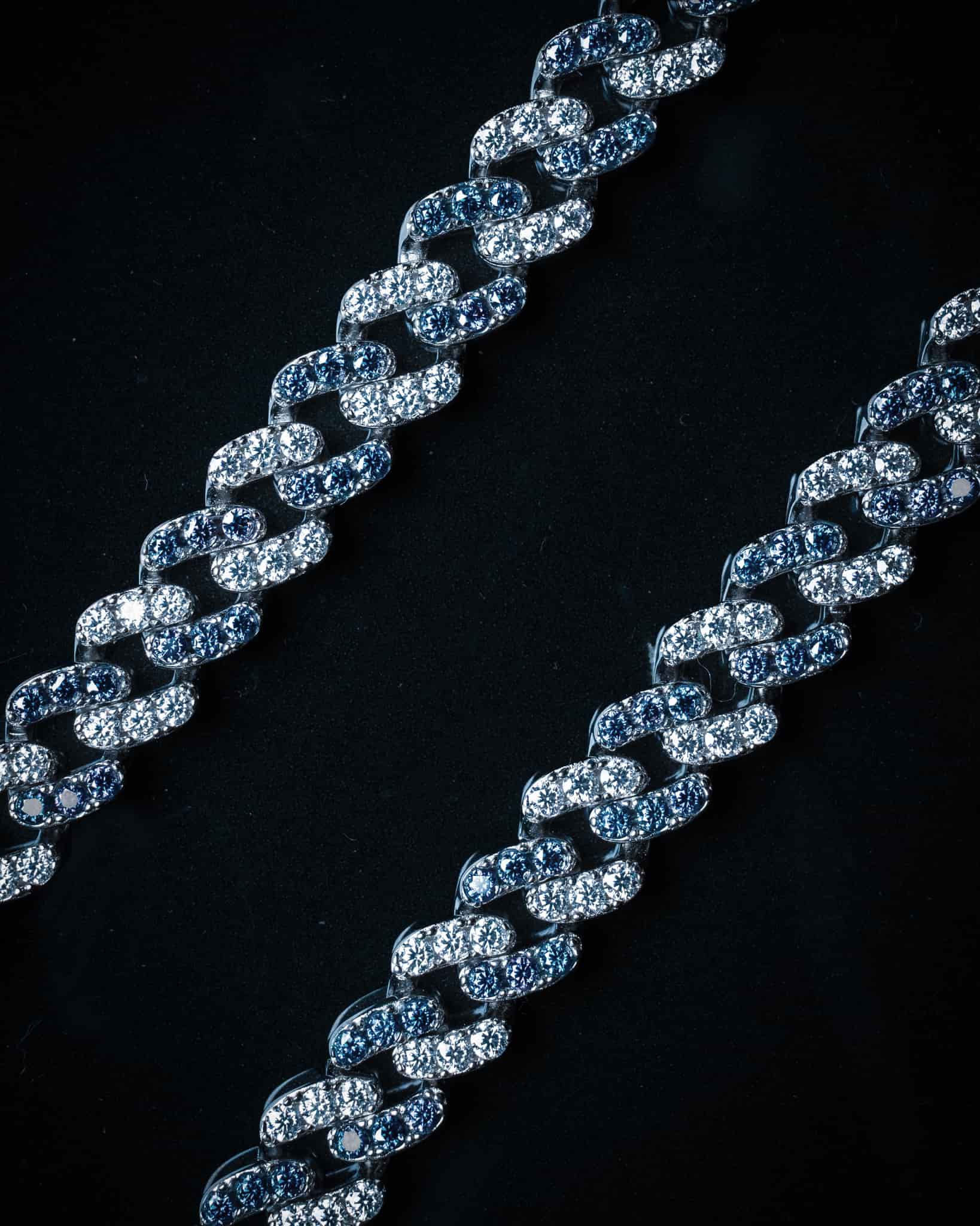 Moissanite 8mm Blue Cuban Chain