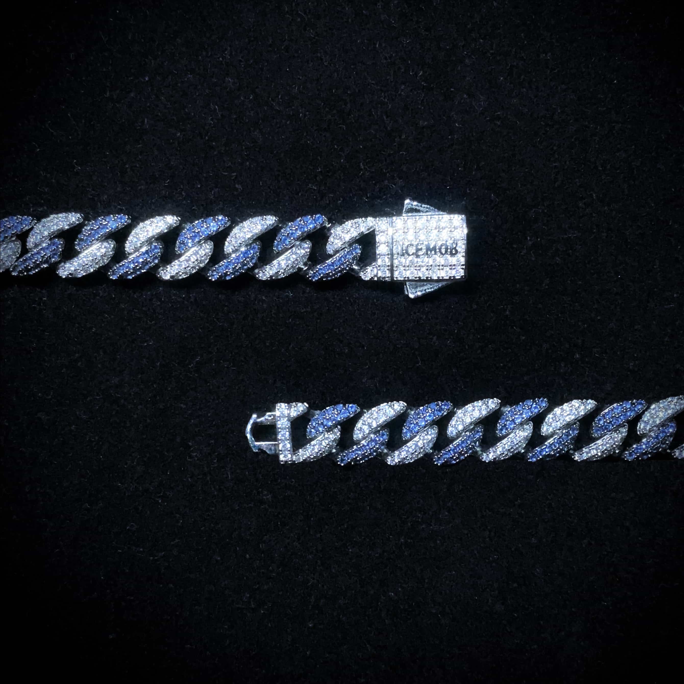 9mm Blue Diamond Cuban Bracelet