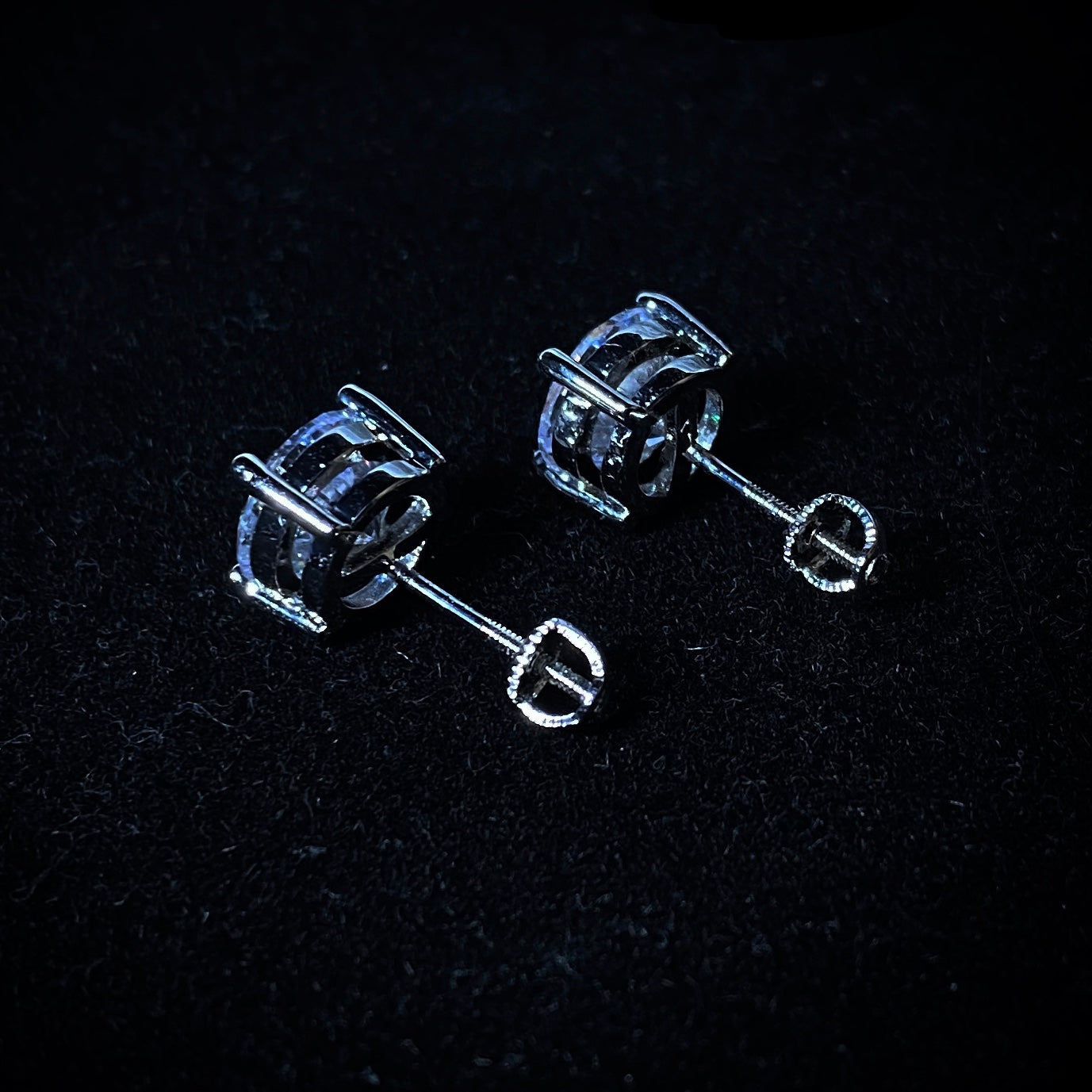 Moissanite 8mm Round Cut Stud Earrings - Pair