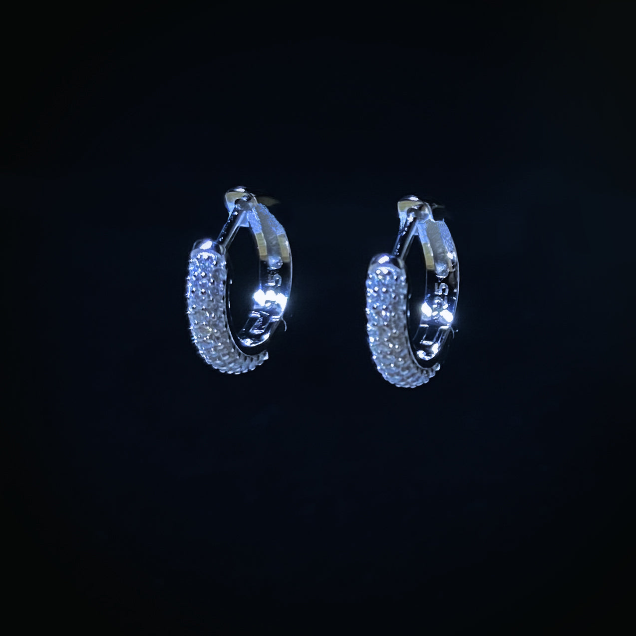 Iced Minimalist Hoop Earrings - Pair