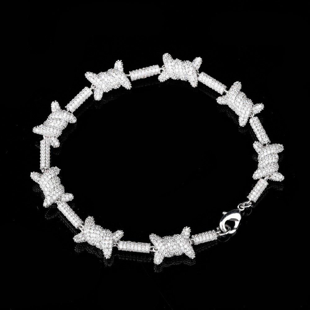 10mm Iced Barbed Wire Bracelet